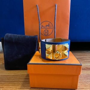 Hermes Collier De Chien Bracelet CDC Blue small